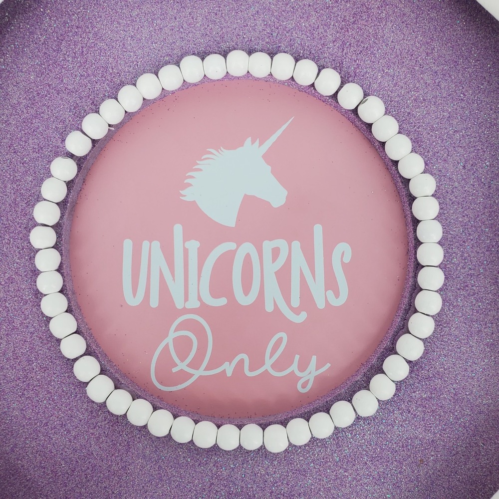 Playroom Parade Unicorns Only Glitter Shadow Box Wall Decor Purple Pink New - Picture 2 of 8